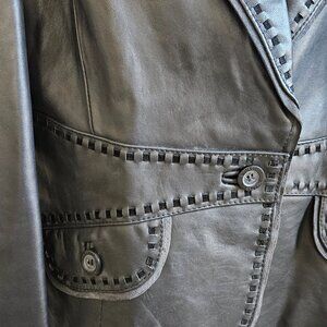 Beautiful Wilson's Leather Black Blazer Style Women Jacket size M